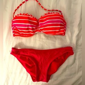 Seafolly swimsuit size 10. Bandeau with removable halter strap and bottom